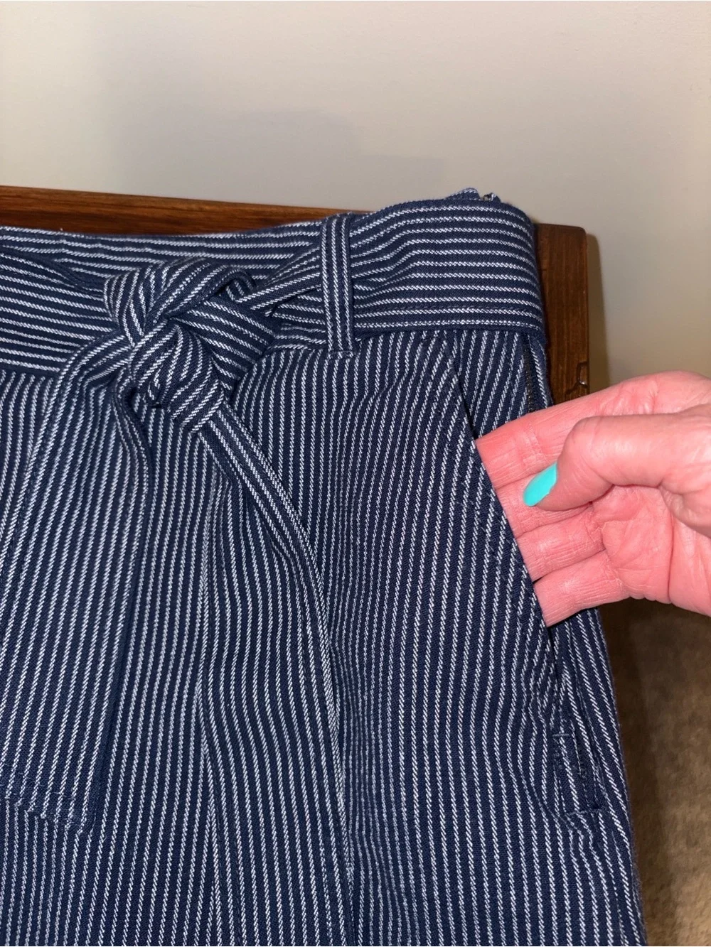 LOFT Textured Stripe Belted Mini Pocket Skirt Size 2
